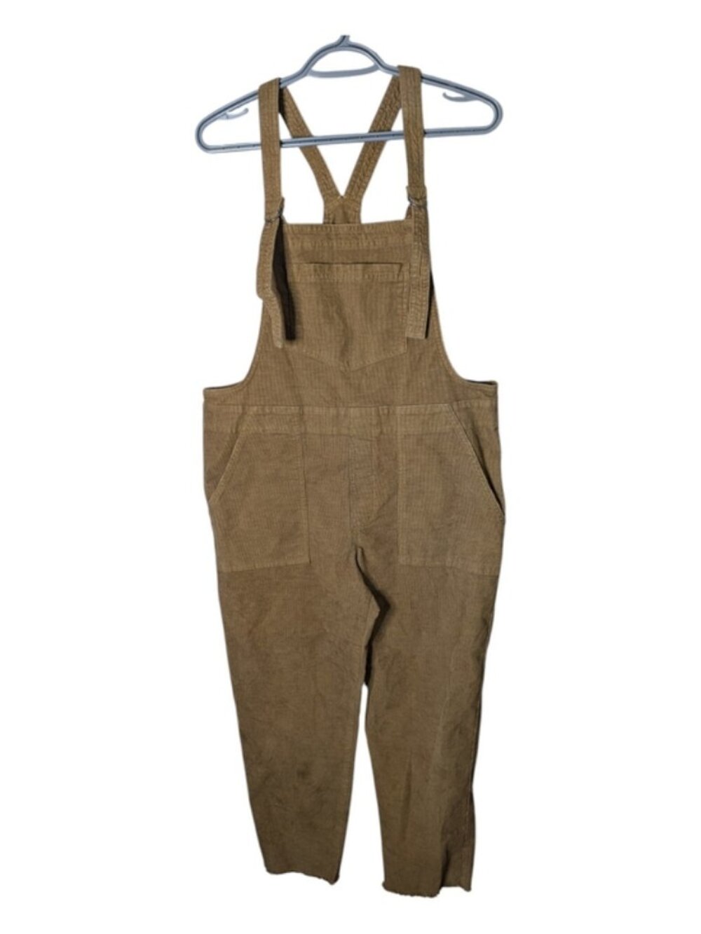 Aerie Werk &‎ Play Brown Corduroy Bib Overalls Size Medium Raw Frayed Hem Casual